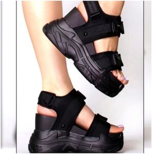 Black and Pink Chunky Platform Shoes